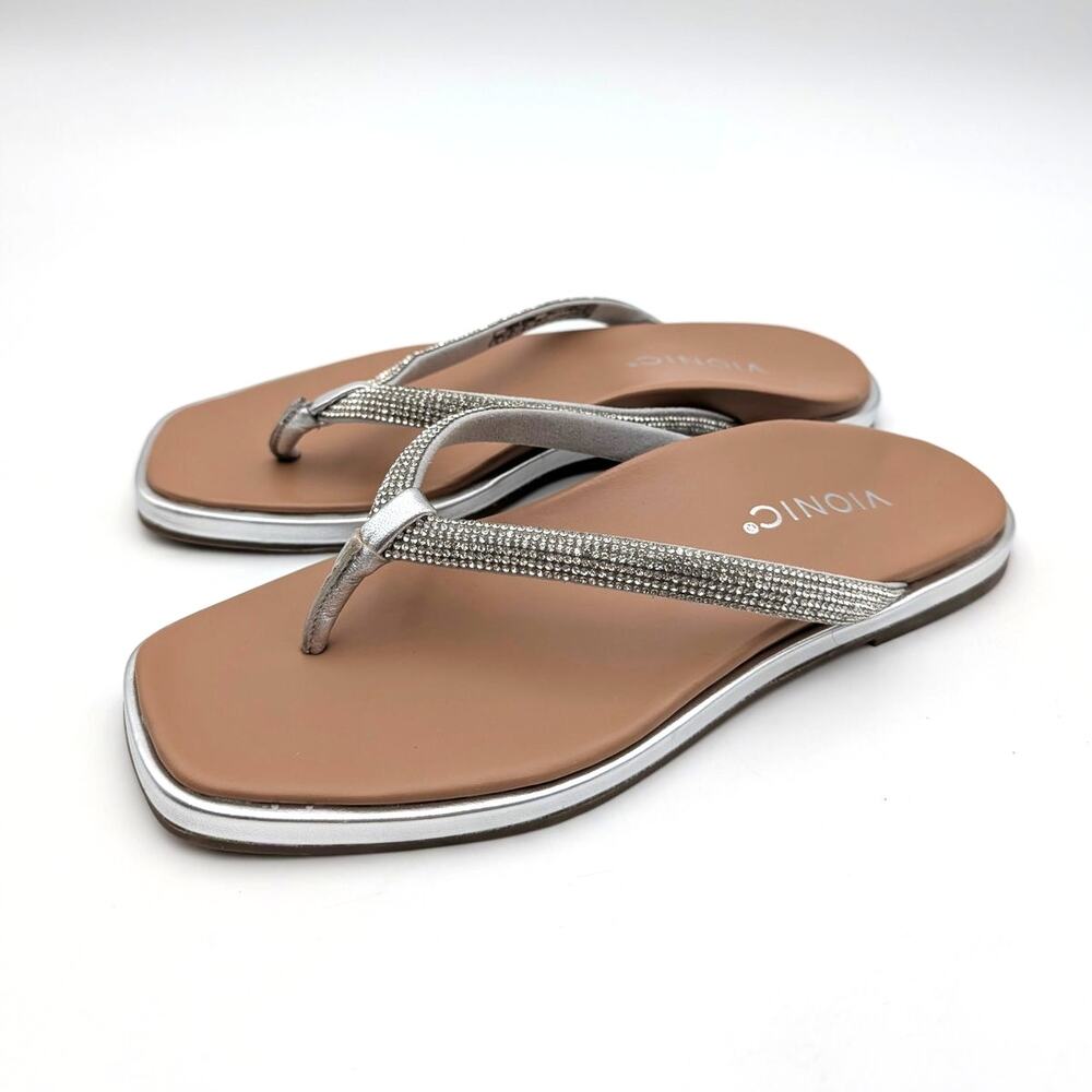 Vionic Vista Shine Flip Flop Sandals Open Toe Women's Silver Size US6 EU36